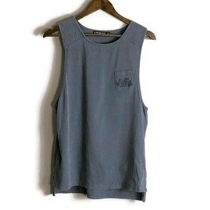 METAL MULISHA Mens Gray Pocket Tank Top Size M Biker Rally Double Sided Graphic